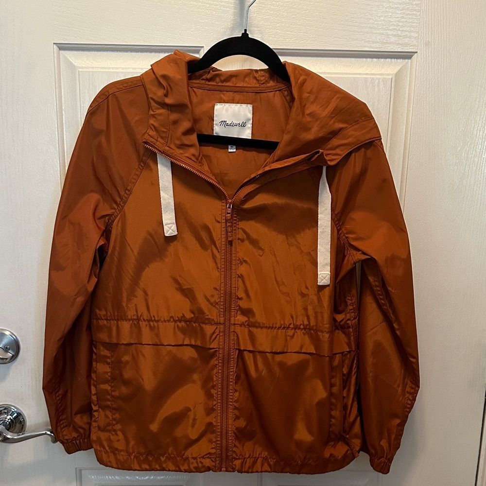 Madewell Rust Hooded Windbreaker Jacket Size XS